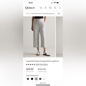 Quince SuperSoft Fleece Cropped Wide Leg Pants